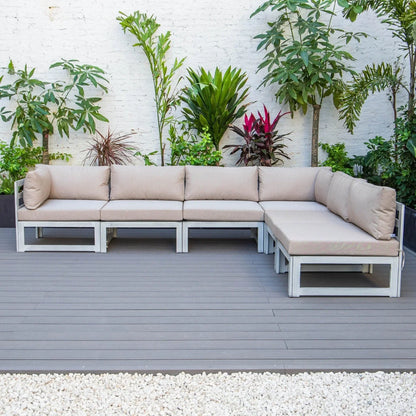 Chelsea 6-Piece Patio Sectional In Weathered Grey Aluminum With Cushions - Elax Furniture