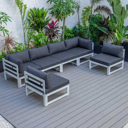Chelsea 6-Piece Patio Sectional In Weathered Grey Aluminum With Cushions - Elax Furniture