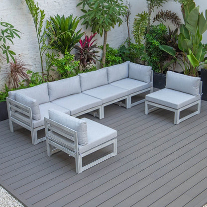 Chelsea 6-Piece Patio Sectional In Weathered Grey Aluminum With Cushions - Elax Furniture