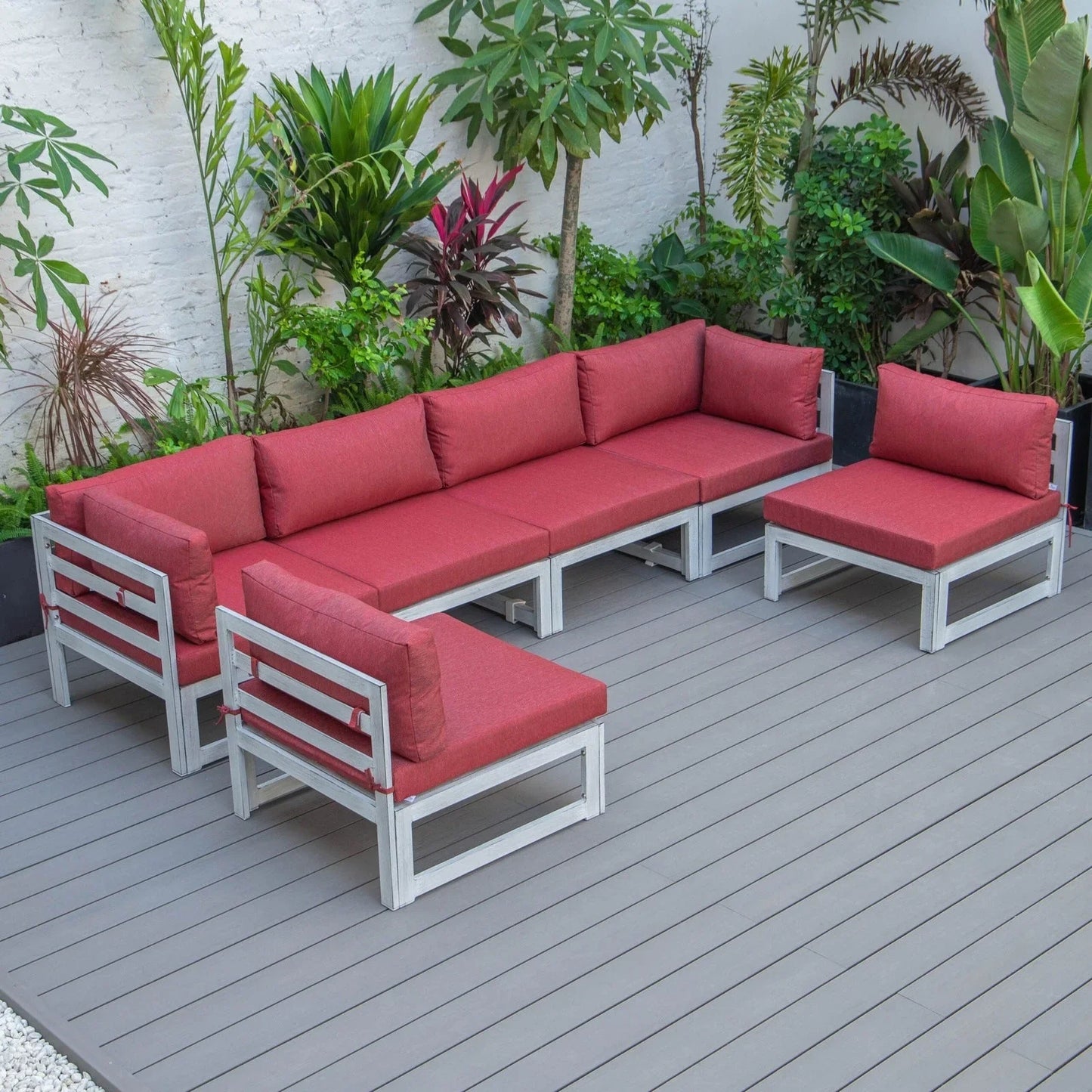 Chelsea 6-Piece Patio Sectional In Weathered Grey Aluminum With Cushions - Elax Furniture