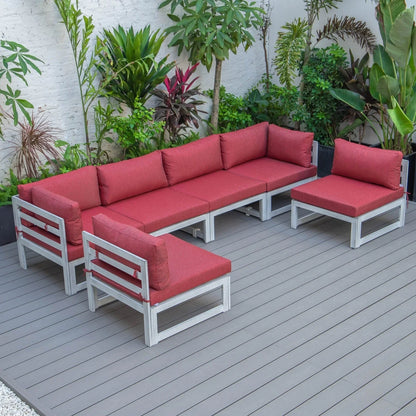 Chelsea 6-Piece Patio Sectional In Weathered Grey Aluminum With Cushions - Elax Furniture