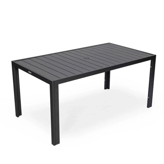 Chelsea Mid-Century Modern 63" & 87" Rectangular Outdoor Dining Table, Black Aluminum - Elax Furniture