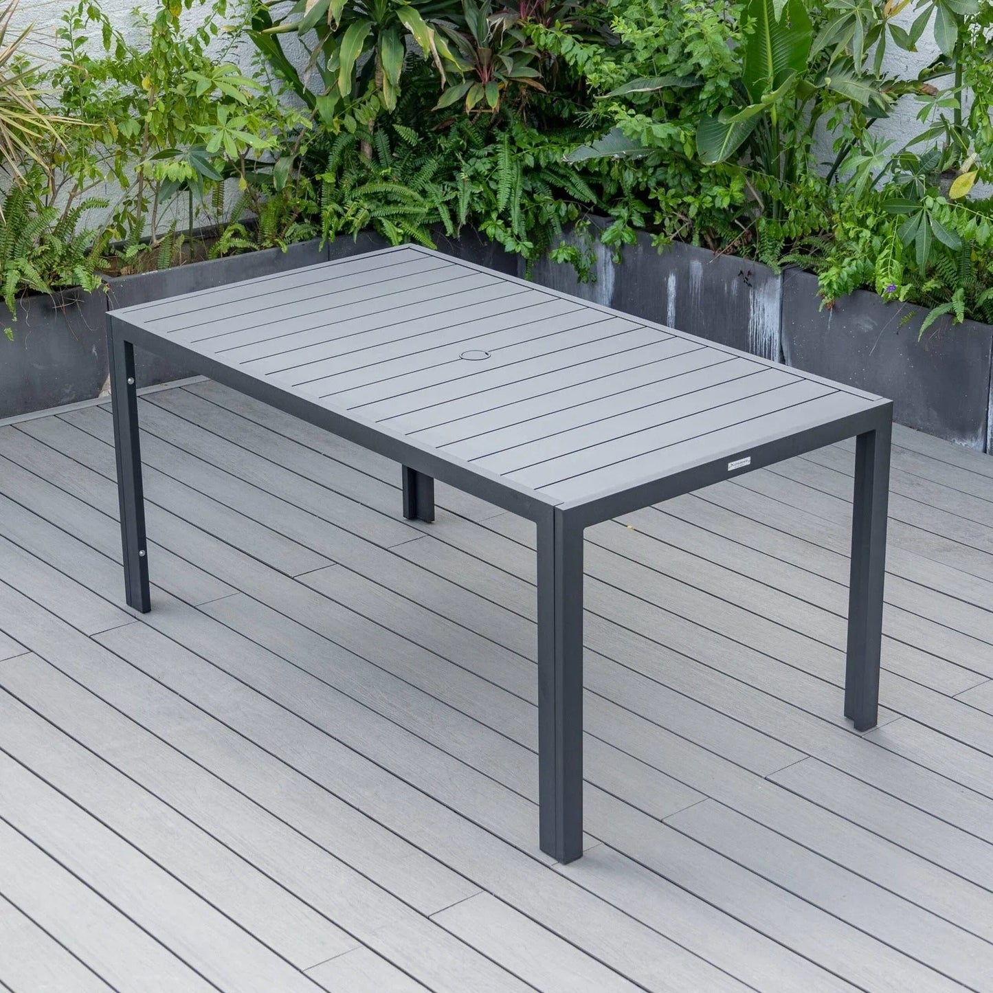 Chelsea Mid-Century Modern 63" & 87" Rectangular Outdoor Dining Table, Black Aluminum - Elax Furniture
