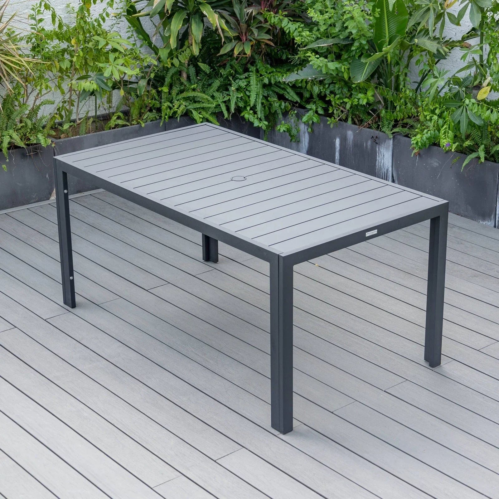 Chelsea Mid-Century Modern 63" & 87" Rectangular Outdoor Dining Table, Black Aluminum - Elax Furniture