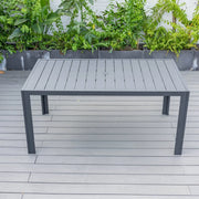 Chelsea 7-Piece Modern Outdoor Dining Set in Black Aluminum with Removable Cushions - Elax Furniture