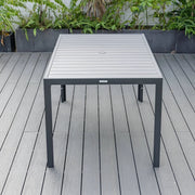 Chelsea 7-Piece Modern Outdoor Dining Set in Black Aluminum with Removable Cushions - Elax Furniture