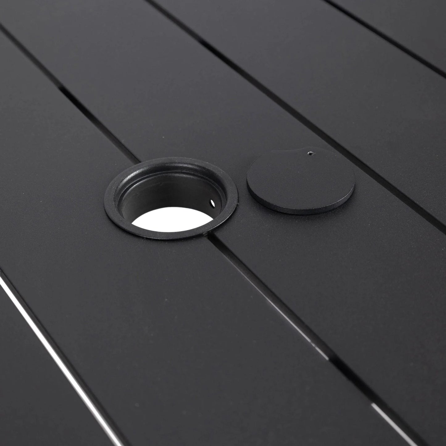 Chelsea 9-Piece Modern Outdoor Dining Set in Black Aluminum with Removable Cushions - Elax Furniture