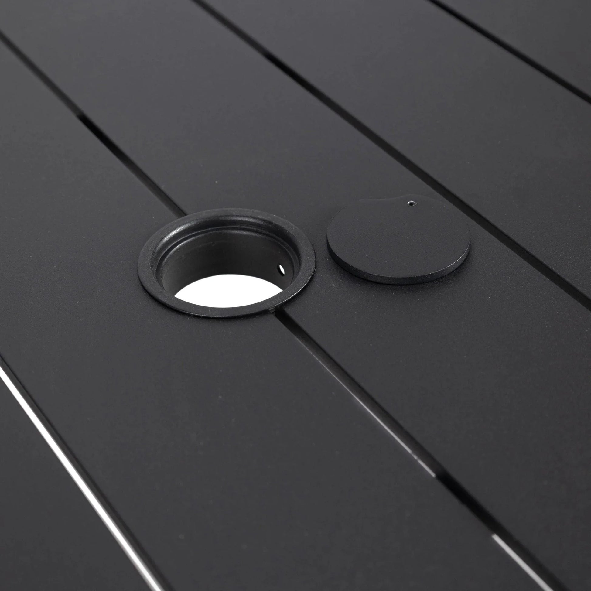 Chelsea 9-Piece Modern Outdoor Dining Set in Black Aluminum with Removable Cushions - Elax Furniture