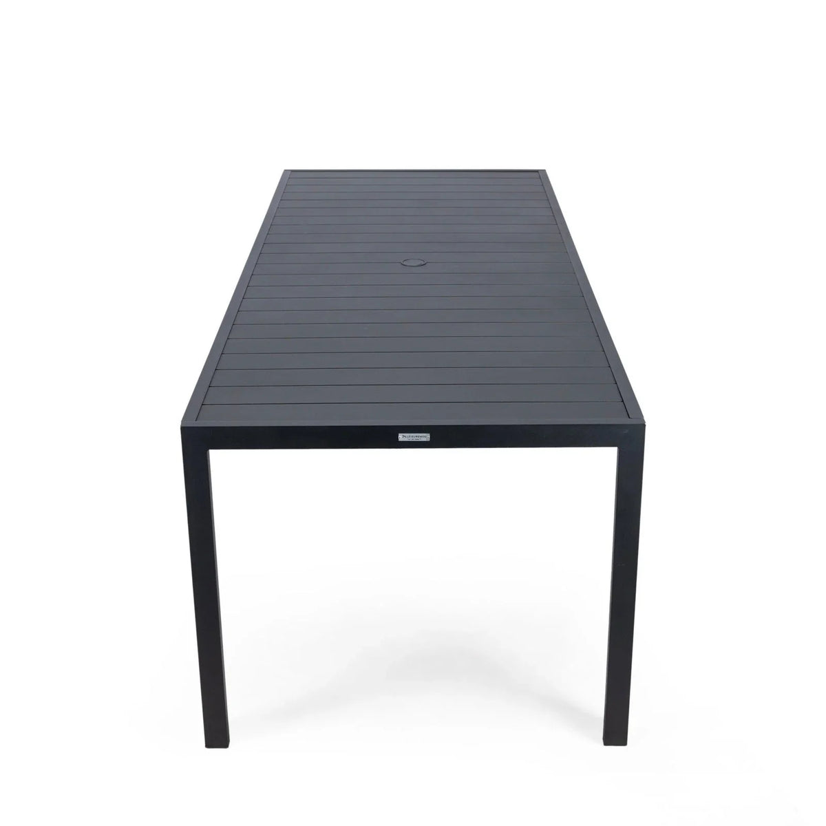Chelsea 9-Piece Modern Outdoor Dining Set in Black Aluminum with Removable Cushions - Elax Furniture