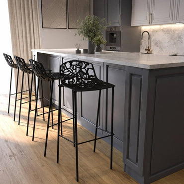 Devon Aluminum Indoor Outdoor Bar Stool with Powder Coated Frame and Footrest - Elax Furniture