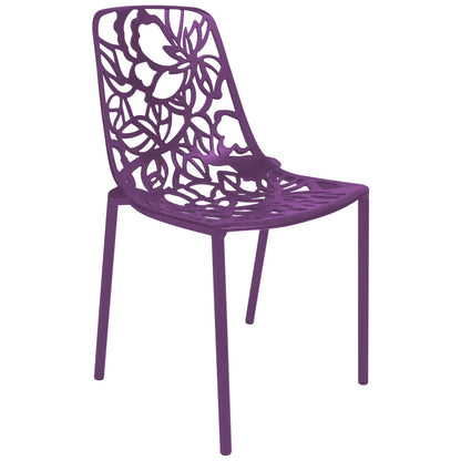 Devon Stackable Aluminum Outdoor Dining Chairs with Flower Design - Elax Furniture