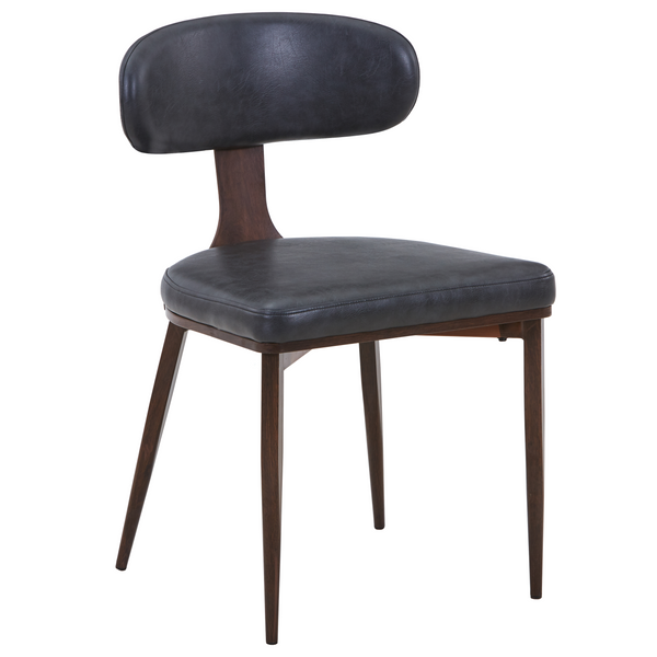 Dilenny Leather Dining Chair with Brown Finish Steel Legs