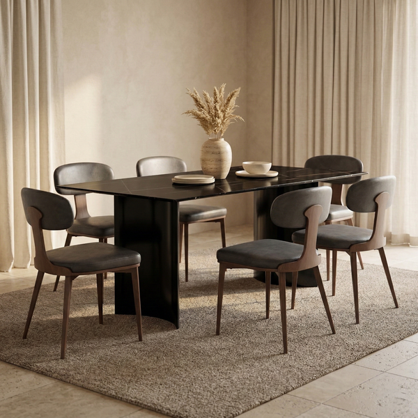 Dilenny Leather Dining Chair with Brown Finish Steel Legs