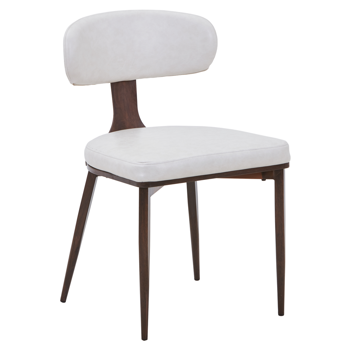 Dilenny Leather Dining Chair with Brown Finish Steel Legs