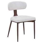 Dilenny Leather Dining Chair with Brown Finish Steel Legs