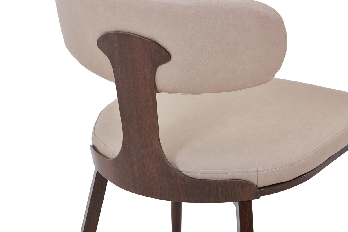 Dilenny Leather Dining Chair with Brown Finish Steel Legs