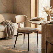 Dilenny Leather Dining Chair with Steel Legs