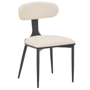 Dilenny Leather Dining Chair with Black Finish Steel Legs