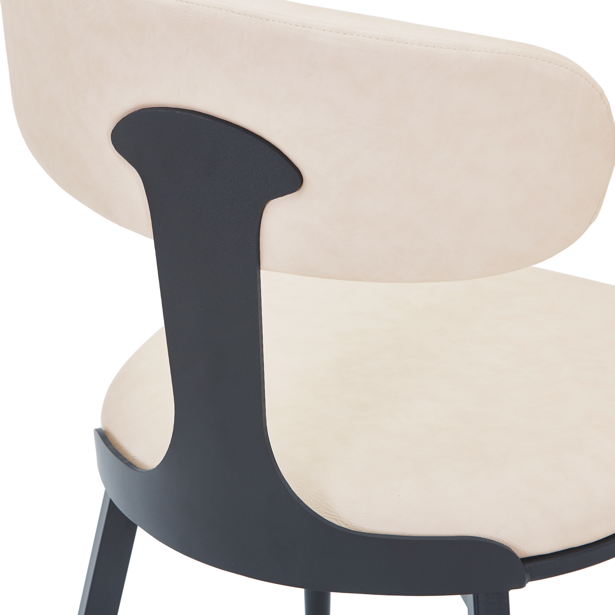 Dilenny Leather Dining Chair with Black Finish Steel Legs
