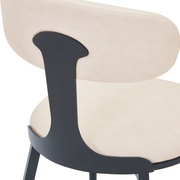 Dilenny Leather Dining Chair with Black Finish Steel Legs