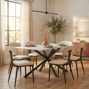 Dilenny Leather Dining Chair with Black Finish Steel Legs