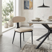 Dilenny Leather Dining Chair with Black Finish Steel Legs