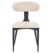 Dilenny Leather Dining Chair with Black Finish Steel Legs