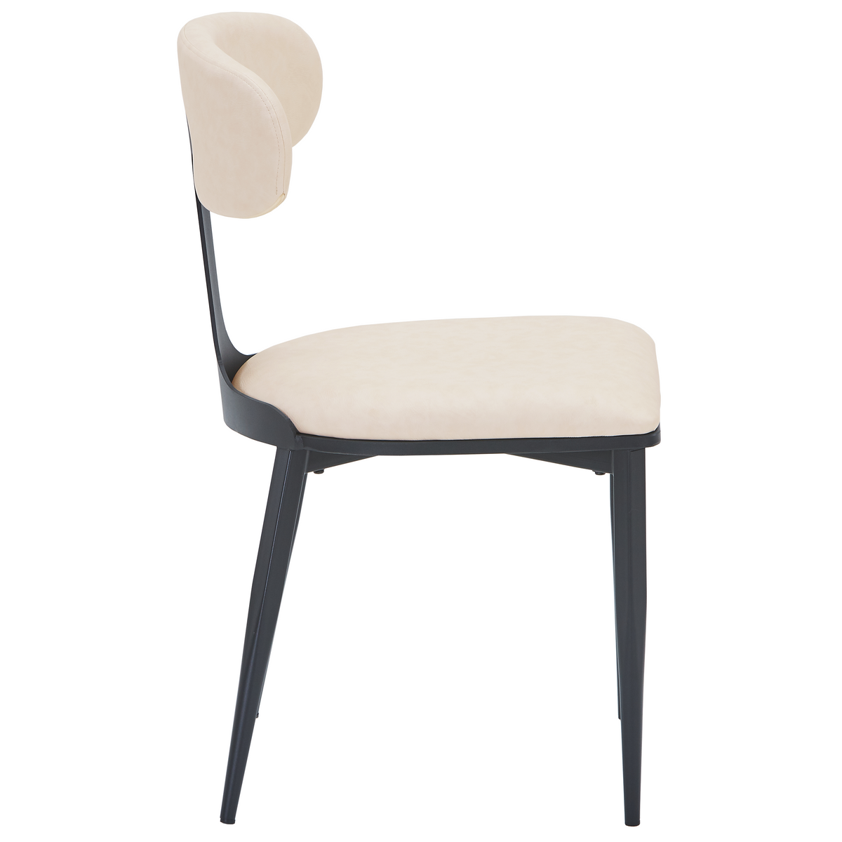 Dilenny Leather Dining Chair with Black Finish Steel Legs