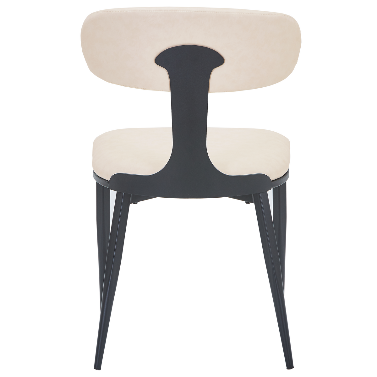 Dilenny Leather Dining Chair with Black Finish Steel Legs