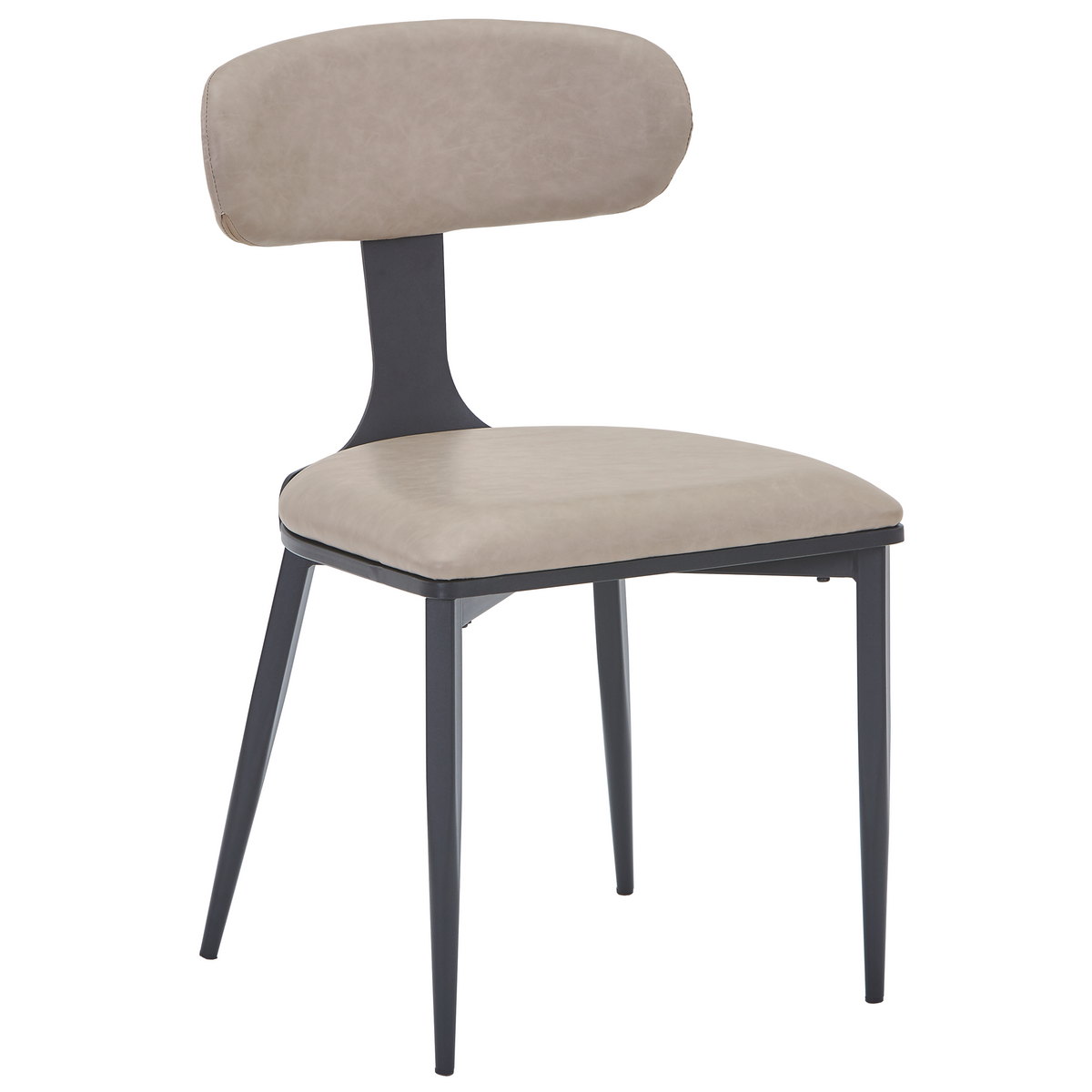 Dilenny Leather Dining Chair with Black Finish Steel Legs