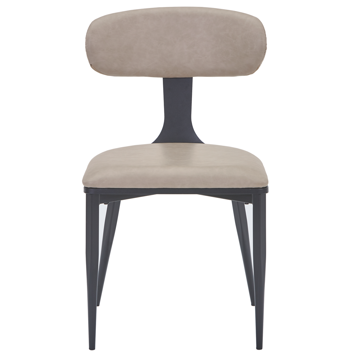 Dilenny Leather Dining Chair with Black Finish Steel Legs