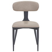 Dilenny Leather Dining Chair with Black Finish Steel Legs