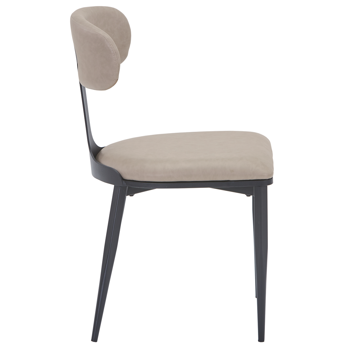Dilenny Leather Dining Chair with Black Finish Steel Legs