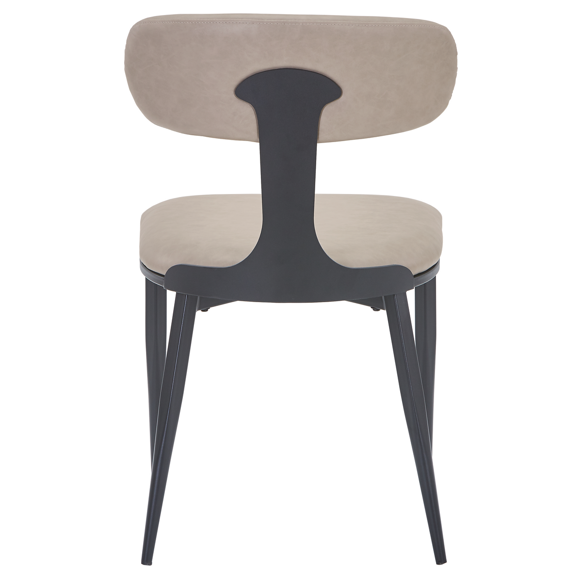 Dilenny Leather Dining Chair with Black Finish Steel Legs