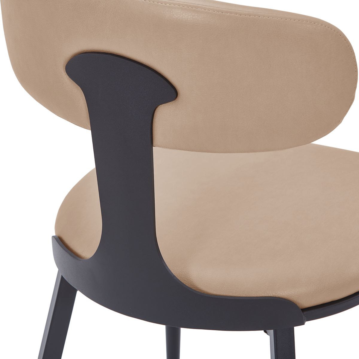 Dilenny Leather Dining Chair with Black Finish Steel Legs