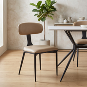 Dilenny Leather Dining Chair with Black Finish Steel Legs