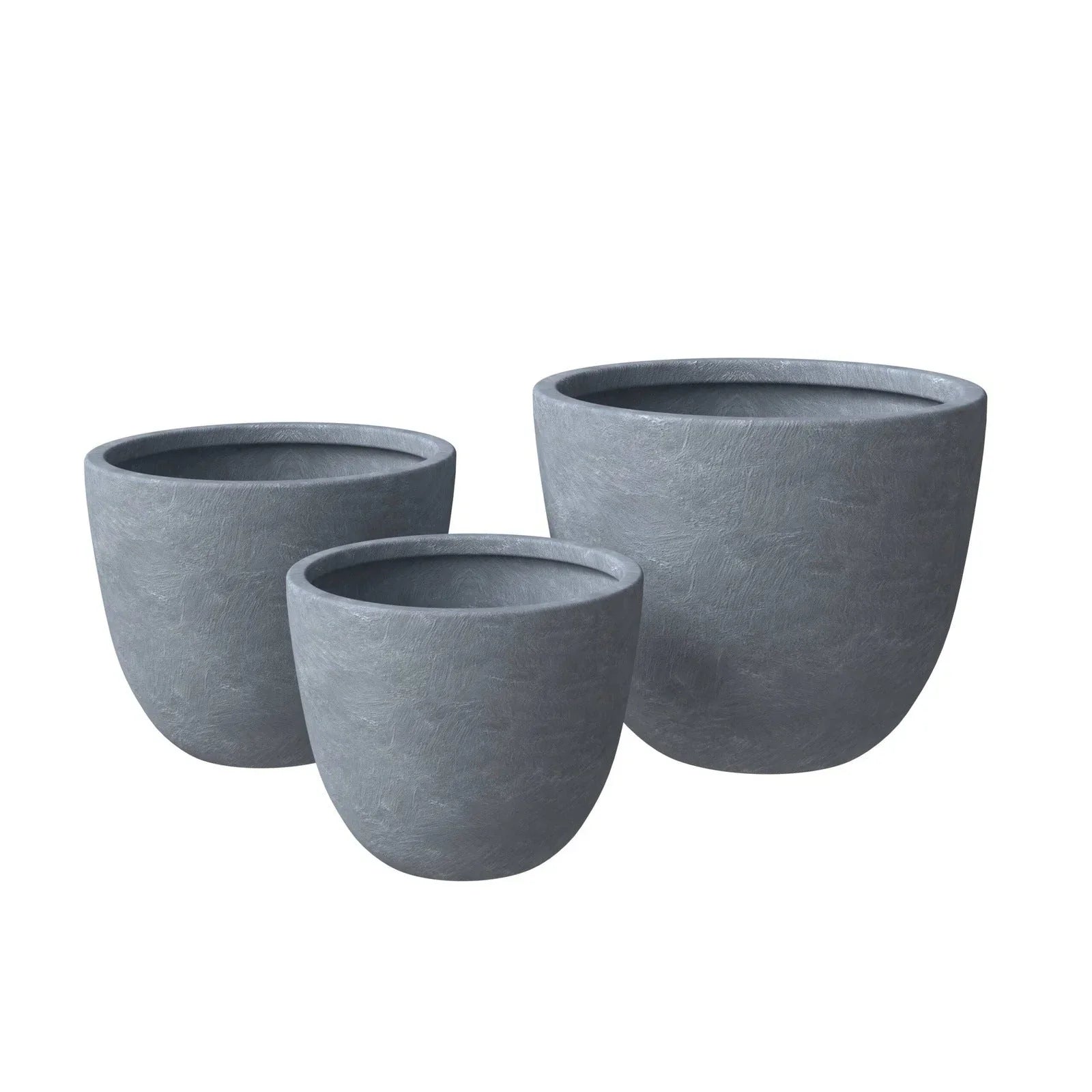 Dahlia 3-Piece Fiberstone and MGO Clay Planter Set, Mid-Century Modern Round Planter Pot for Indoor and Outdoor Home - Elax Furniture