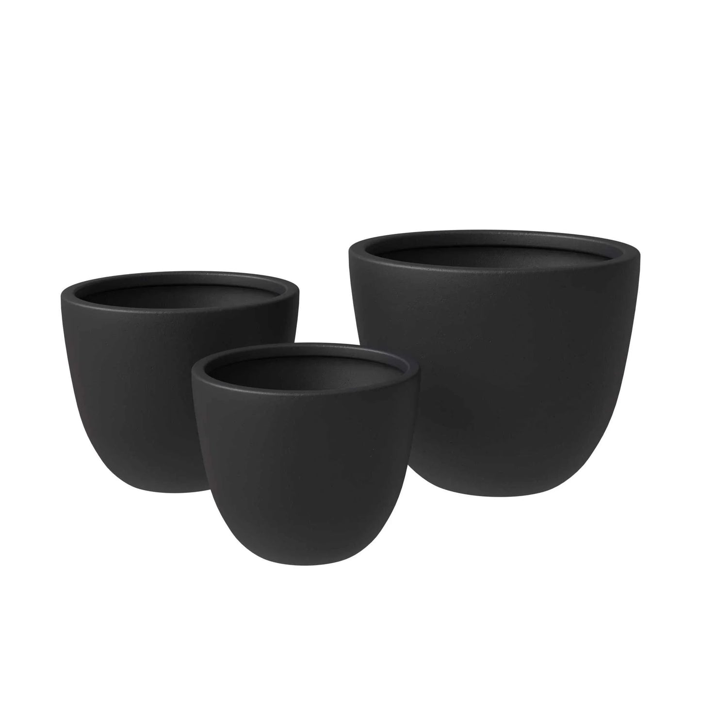 Dahlia 3-Piece Fiberstone and MGO Clay Planter Set, Mid-Century Modern Round Planter Pot for Indoor and Outdoor Home - Elax Furniture