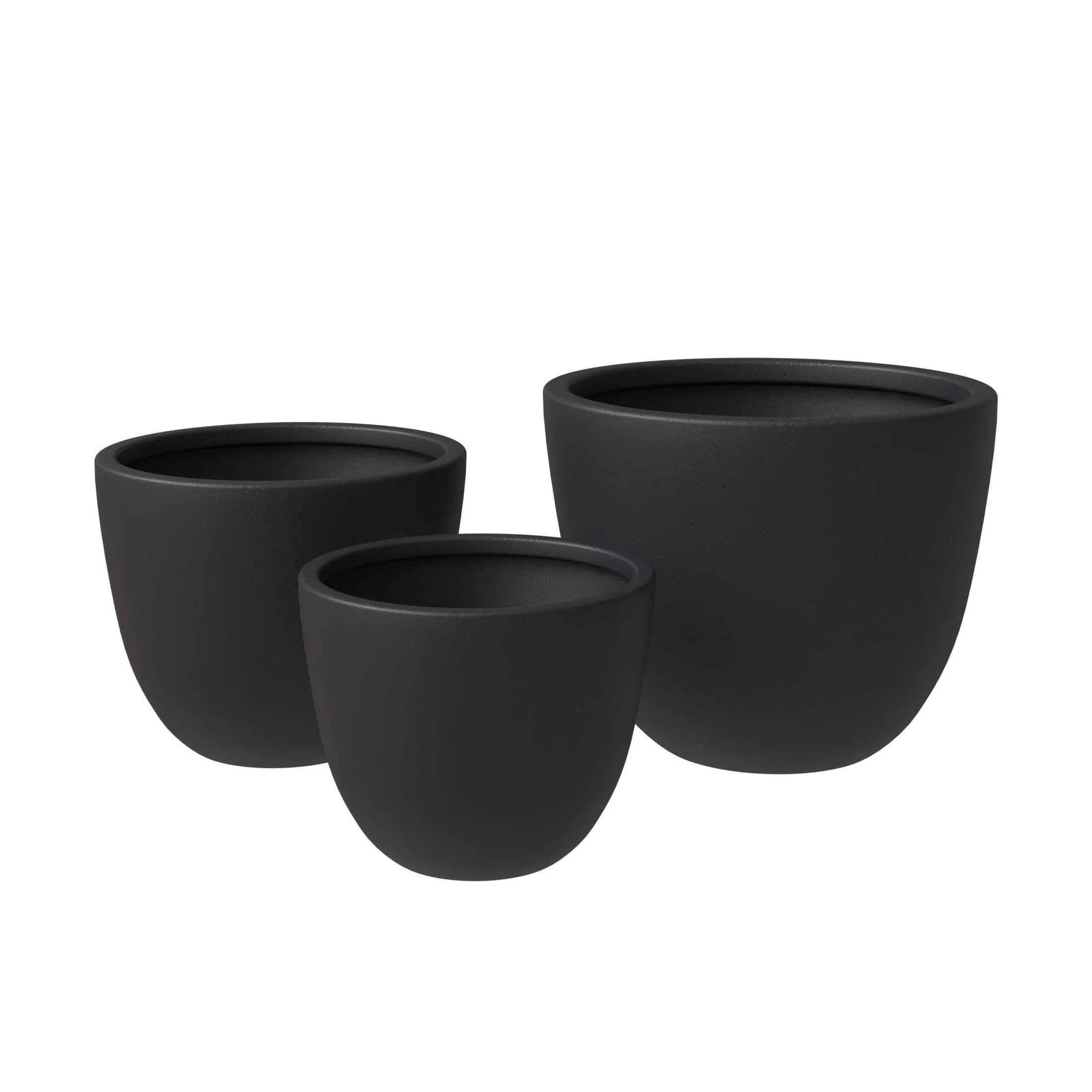 Dahlia 3-Piece Fiberstone and MGO Clay Planter Set, Mid-Century Modern Round Planter Pot for Indoor and Outdoor Home - Elax Furniture