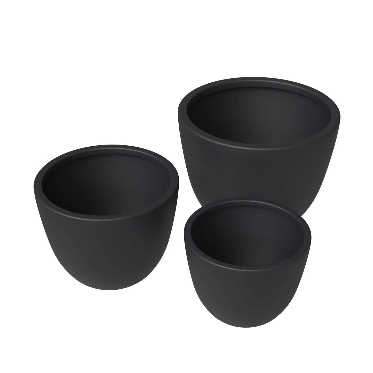 Dahlia 3-Piece Fiberstone and MGO Clay Planter Set, Mid-Century Modern Round Planter Pot for Indoor and Outdoor Home - Elax Furniture