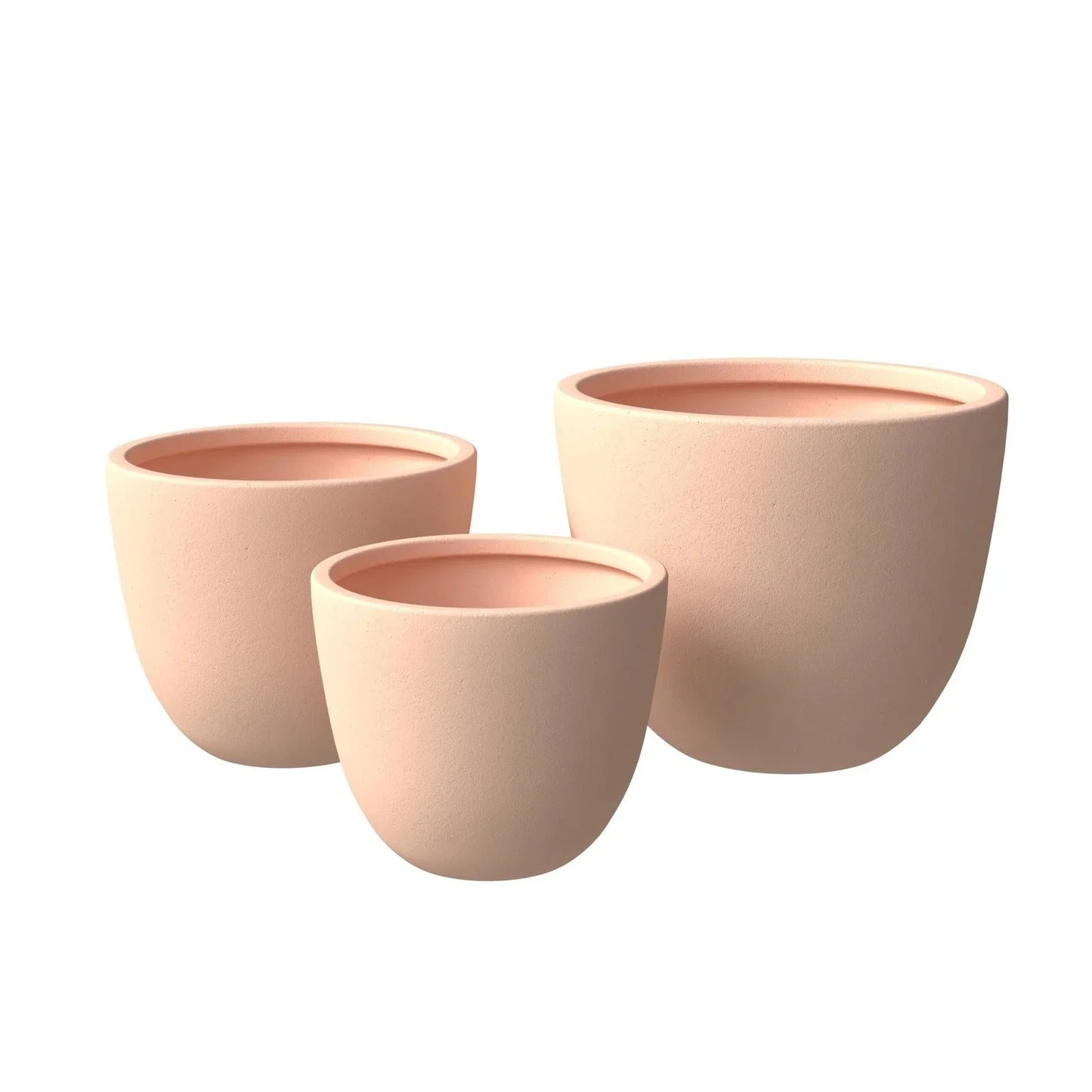 Dahlia 3-Piece Fiberstone and MGO Clay Planter Set, Mid-Century Modern Round Planter Pot for Indoor and Outdoor Home - Elax Furniture