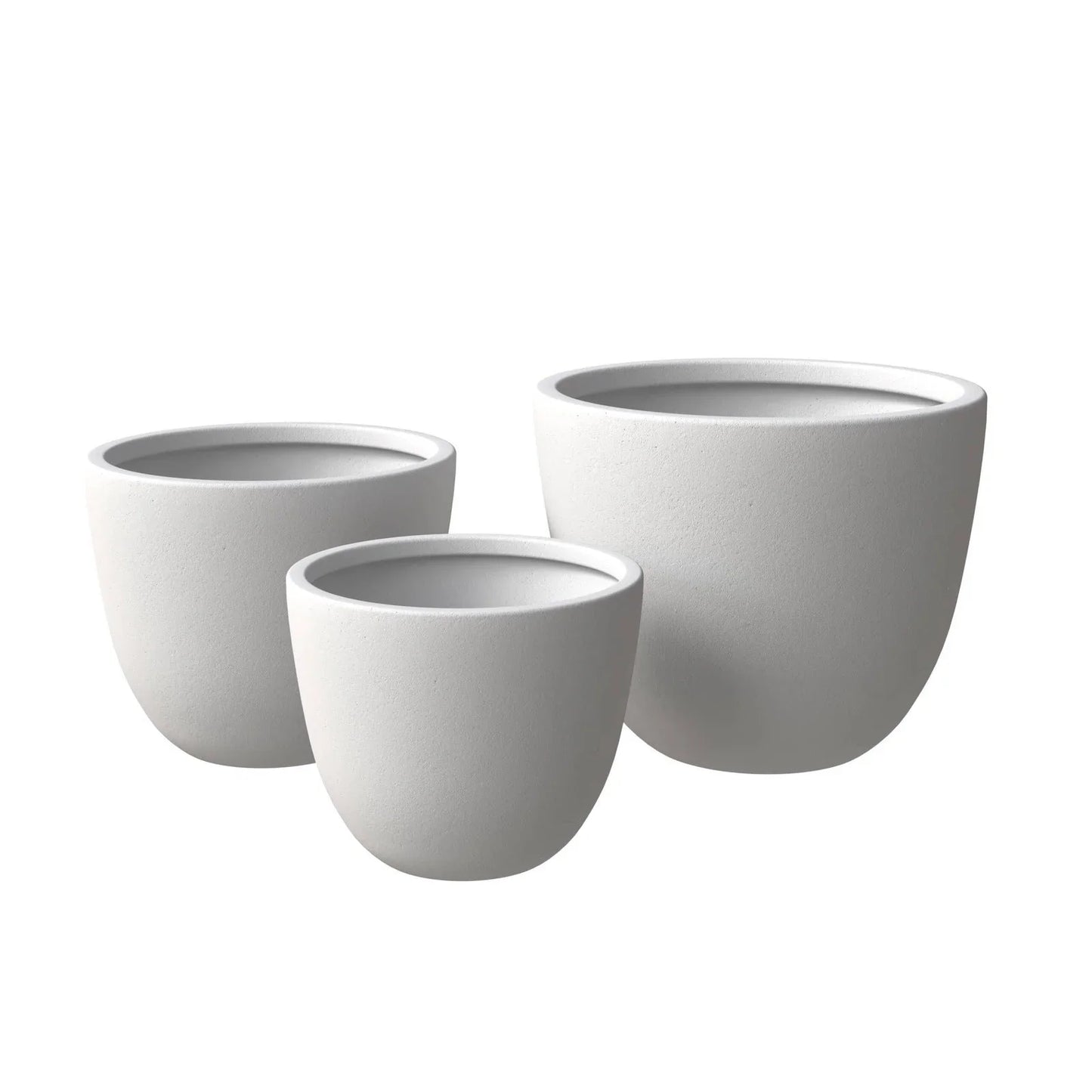 Dahlia 3-Piece Fiberstone and MGO Clay Planter Set, Mid-Century Modern Round Planter Pot for Indoor and Outdoor Home - Elax Furniture