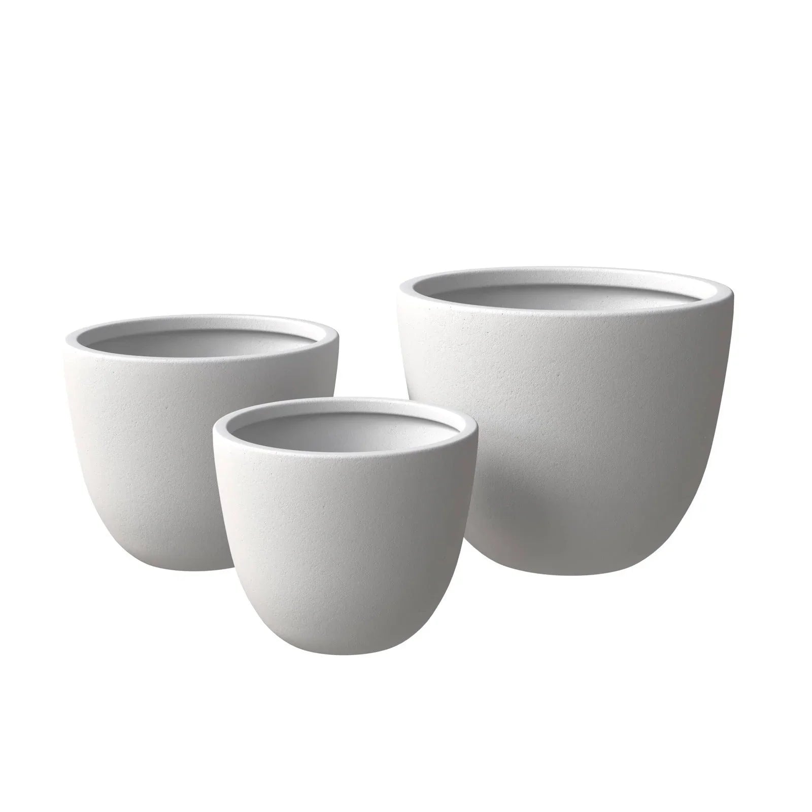 Dahlia 3-Piece Fiberstone and MGO Clay Planter Set, Mid-Century Modern Round Planter Pot for Indoor and Outdoor Home - Elax Furniture