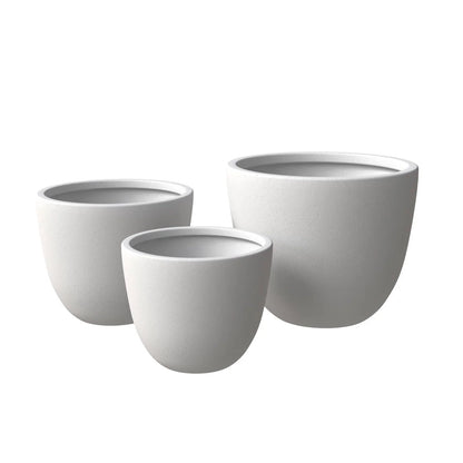 Dahlia 3-Piece Fiberstone and MGO Clay Planter Set, Mid-Century Modern Round Planter Pot for Indoor and Outdoor Home - Elax Furniture