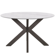 Devin 60" Round Sintered Stone Top Dining Table with X-Shape Metal Legs