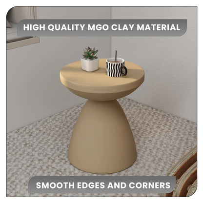 Dune Side Table Fiberstone Round Accent Table and Hourglass Pedestal Base - Elax Furniture