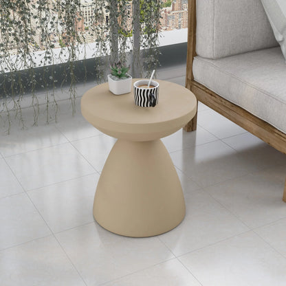 Dune Side Table Fiberstone Round Accent Table and Hourglass Pedestal Base - Elax Furniture