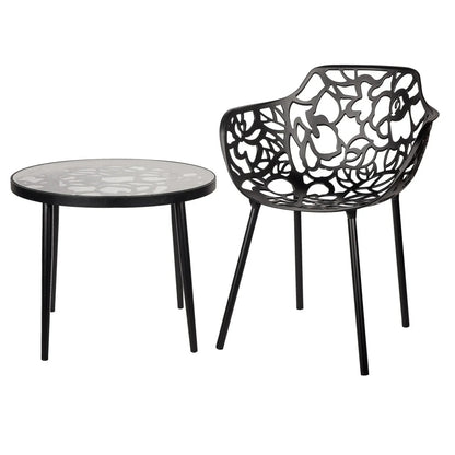 Devon Tree Design Glass Top Aluminum Base Outdoor End Table - Elax Furniture