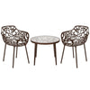 Devon 3-Piece Patio Dining Set: Aluminum Table with Glass Top & 2 Flower Arm Chairs
