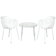 Devon 3-Piece Patio Dining Set: Aluminum Table with Glass Top & 2 Flower Arm Chairs - Elax Furniture